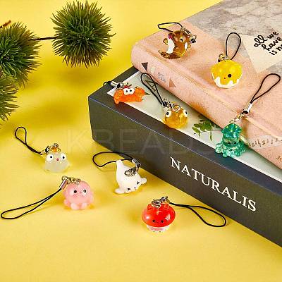 Sea Animals Resin Pendant Mobile Straps HJEW-SW00036-1
