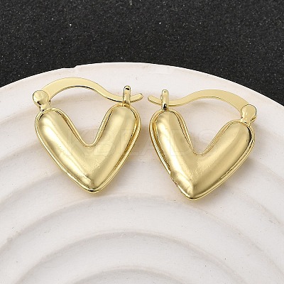 Heart Brass Hoop Earrings EJEW-P333-04G-1