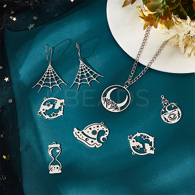 12Pcs 6 Style 201 Stainless Steel Pendants STAS-CA0001-38-1