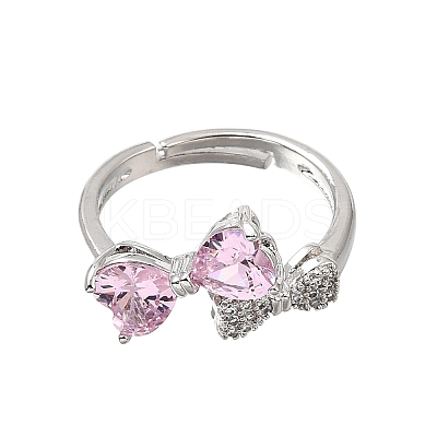 Brass Micro Pave Clear Cubic Zirconia Cuff Open Rings CU-CBA5C10-15P-1