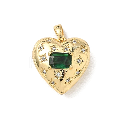 Brass Micro Pave Cubic Zirconia Locket Pendants KK-F905-05G-03-1