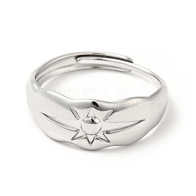 Non-Tarnish 304 Stainless Steel Sun Adjustable Ring for Men Women RJEW-I085-14P-1