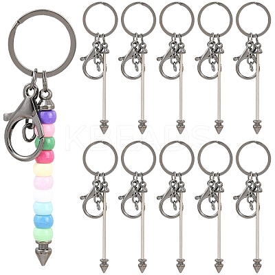 10Pcs Alloy Bar Beadable Keychain for Jewelry Making DIY Crafts KEYC-YW0001-29B-1