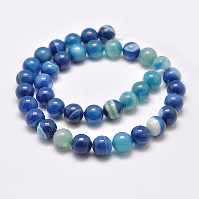 Natural Striped Agate/Banded Agate Bead Strands G-G962-10mm-07-1