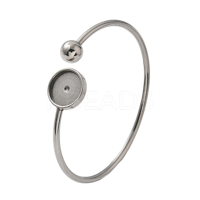 304 Stainless Steel Cuff Blank Bangle Bases with Round Tray STAS-Z088-04A-P-1