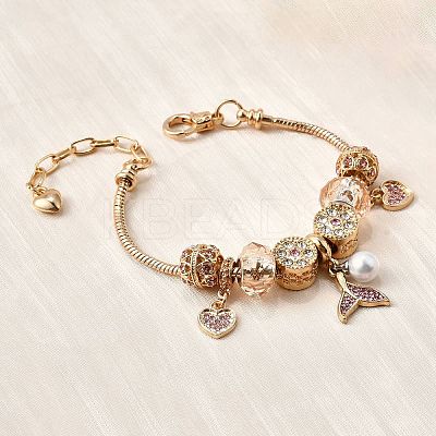 Alloy European Beads Charm Bracelets BJEW-F495-10G-1