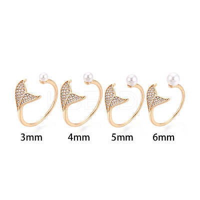 Fishtail Shape Brass Micro Pave Clear Cubic Zirconia Cup Peg Ring Settings KK-T076-14G-1