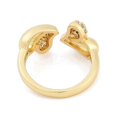 Brass Micro Pave Cubic Zirconia Cuff Rings RJEW-U030-03G-03-1