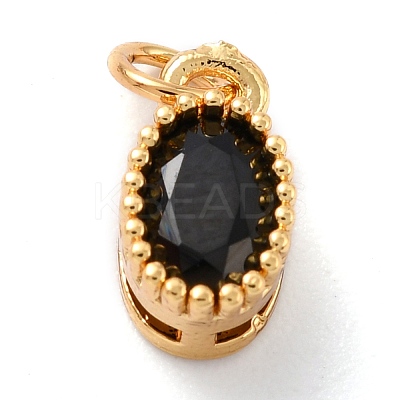 Real 18K Gold Plated Brass Inlaid Cubic Zirconia Charms ZIRC-L100-079G-01-1