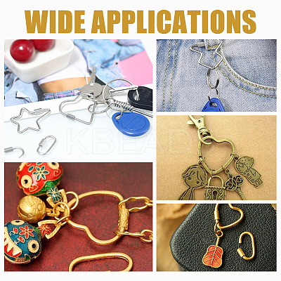 4Pcs 4 Styles 304 Stainless Steel Screw Carabiner Lock Charms STAS-UN0052-23-1