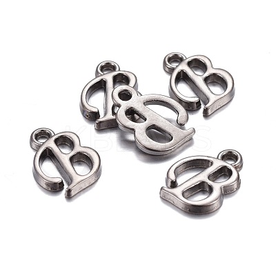 Gunmetal Plated Alloy Letter Pendants PALLOY-J718-01B-B-1