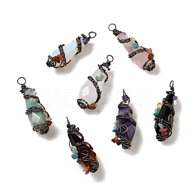 Natural & Synthetic Gemstone Pointed Big Pendants G-G860-03R-1