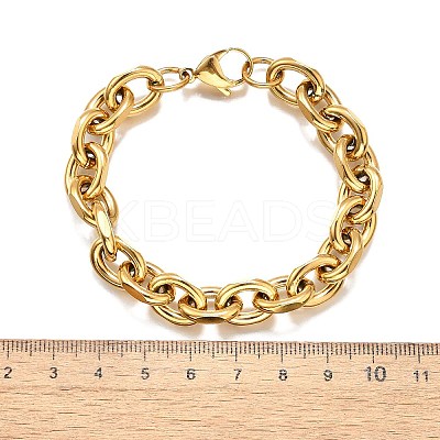 304 Stainless Steel Cable Chain Bracelets for Women LS-BJEW-Q050-01D-G-1