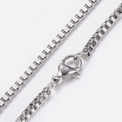 Non-Tarnish 201 Stainless Steel Box Chain Necklaces NJEW-I205-20P-2MM-1