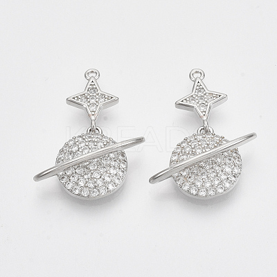 Brass Micro Pave Cubic Zirconia Pendants X-KK-T050-42P-NF-1
