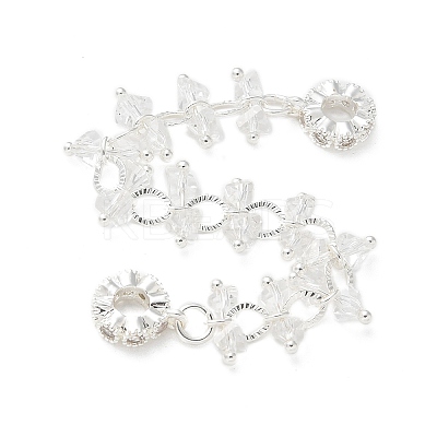 Brass Clear Cubic Zirconia Chain Tassel European Safety Chain Charms KK-A236-06S-01-1