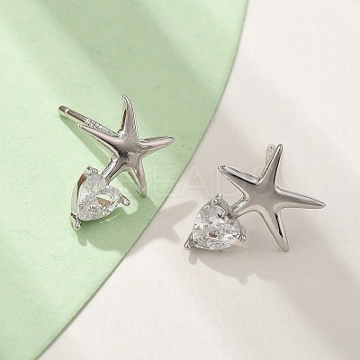 925 Sterling Silver Stud Earrings EJEW-D317-02P-1