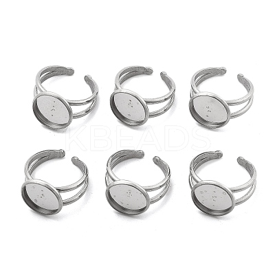 Non-Tarnish 304 Stainless Steel Cuff Ring Settings STAS-E202-02B-P-1