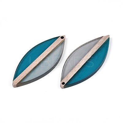 Transparent Resin & Wood Pendants RESI-T057-63A-1