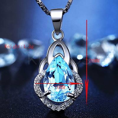 Exquisite Teardrop Brass Cubic Zirconia Pendant ZIRC-EE0001-001P-1