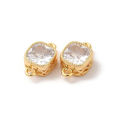 Real 18K Gold Plated Brass Cubic Zirconia Links Connectors KK-M243-04G-02-1