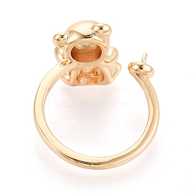 Bear Brass Micro Pave Clear Cubic Zirconia Cuff Ring Settings KK-T076-32G-1