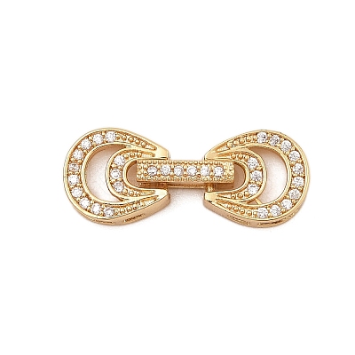 Brass Micro Pave Clear Cubic Zirconia Fold Over Clasps KK-C075-06G-1