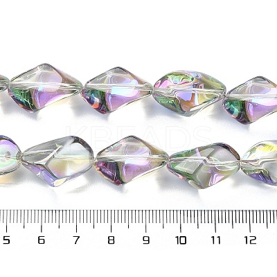 Half Rainbow Plated Electroplate Transparent Glass Beads Strands EGLA-E060-01A-HR02-1