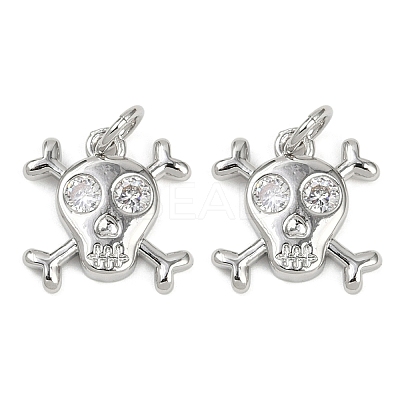 Brass Micro Pave Clear Cubic Zirconia Pendants KK-L231-10P-1