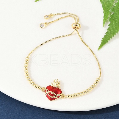 Brass Cubic Zirconia Silder Bracelets BJEW-C093-01G-1