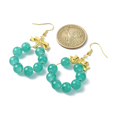 Imitation Jade Glass Beaded Ring Dangle Earrings EJEW-JE05567-03-1