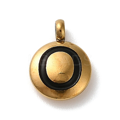 304 Stainless Steel Black Enamel Charms STAS-R009-01G-O-1