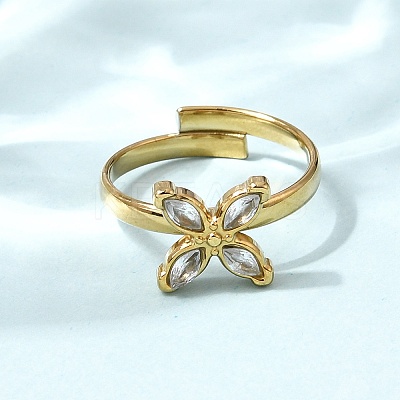 304 Stainless Steel Cubic Zirconia Finger Rings RJEW-C169-01G-03-1