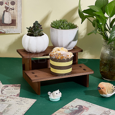 2-Tier Pine Wood Display Riser Stands for Cosmetic DJEW-WH0816-004A-1