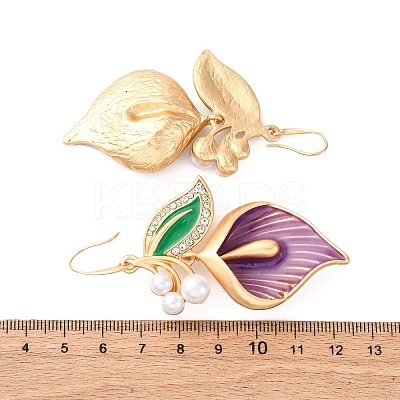 Flower Alloy Enamel Dangle Earrings LS-EJEW-Z108-01G-1