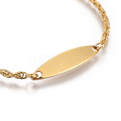Ion Plating(IP) 304 Stainless Steel ID Bracelets BJEW-L637-11-G-1