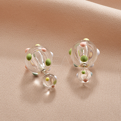 Resin and Brass Stud Earrings for Women FS-WG08F6B-02-1