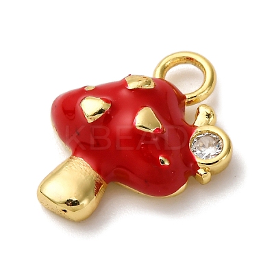 Brass Micro Pave Clear Cubic Zirconia Enamel Pendants KK-I276-26G-03-1