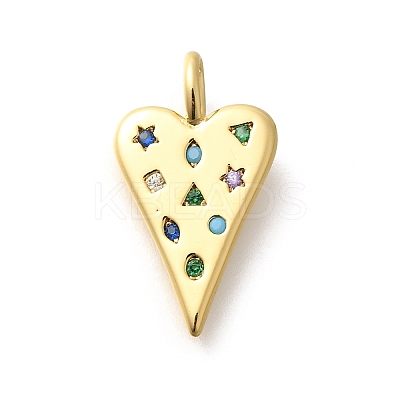 Rack Plating Brass Micro Pave Cubic Zirconia Pendants KK-M296-06G-1