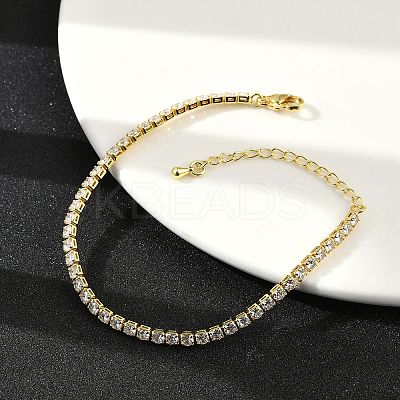 Clear Cubic Zirconia Tennis Bracelet X-BJEW-A132-02G-1