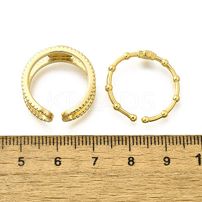 2Pcs 2 Styles Brass Micro Pave Cubic Zirconia Cuff Rings for Women RJEW-S399-03G-1