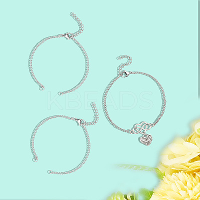 18Pcs 304 Stainless Steel Chain Bracelet Making MAK-SC0001-34-1