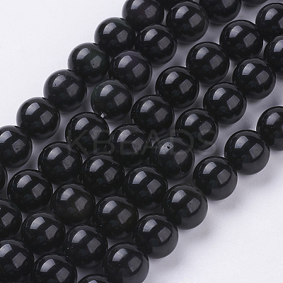 Natural Obsidian Beads Strands G-G099-10mm-24-1