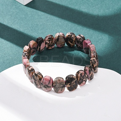 Natural Rhodonite Faceted Beaded Stretch Bracelets for Women BJEW-K251-07H-1
