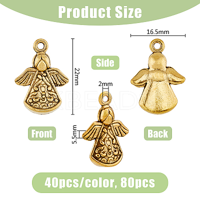 80PCS 2Colors Tibetan Style Alloy Angel Pendants TIBEP-DC0001-06-1