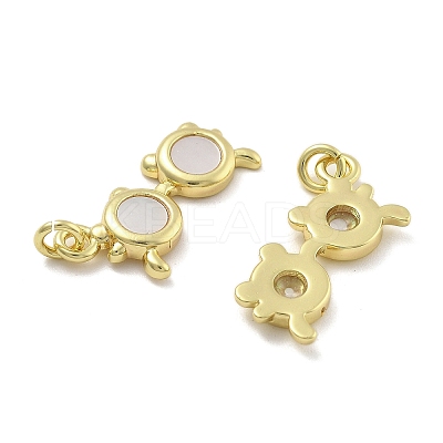 Brass Pave Natural White Shell Pendants KK-U060-02G-1