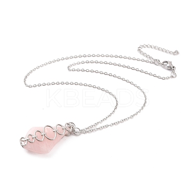 Rose Quartz Pendant Necklaces NJEW-E154-07P-1