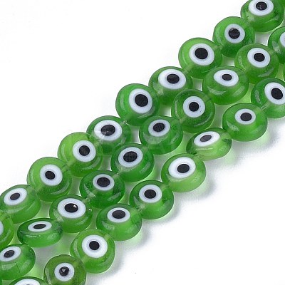 Handmade Evil Eye Lampwork Beads Strands X-LAMP-S191-02B-02-1