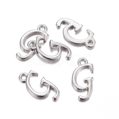 Platinum Plated Alloy Letter Pendants X-PALLOY-J718-01P-G-1