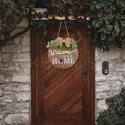 Natural MDF Board Door Hanging Decoration for Front Door Decoration HJEW-SZ0001-04-1